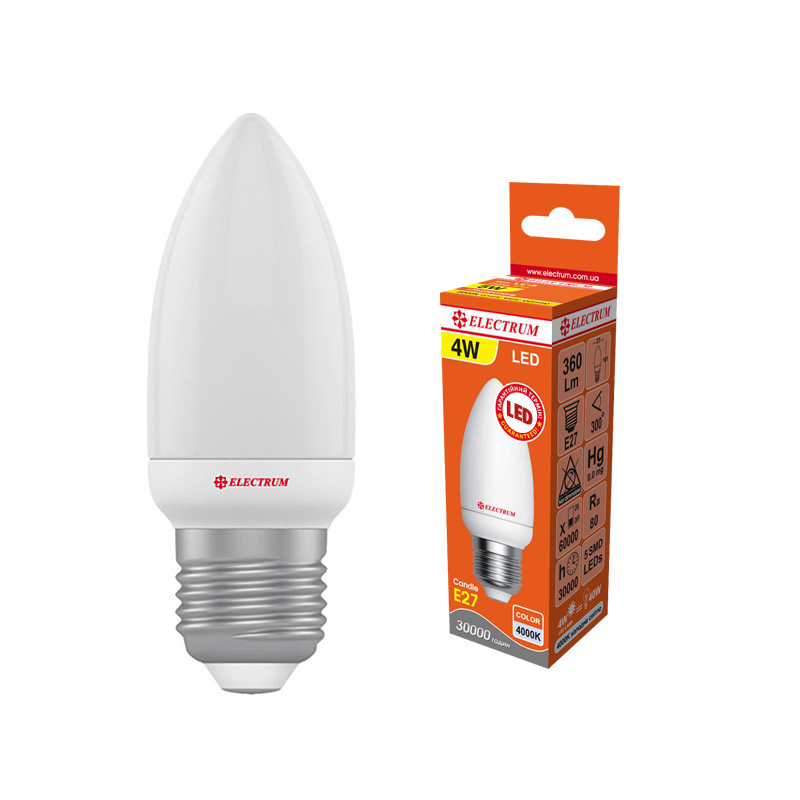 Лампа світлодіодна свічка ELECTRUM С37 4W E27 PA LC-5 4000K